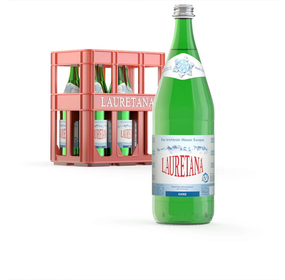 Lauretana 1l Glasflasche mit 6er Kiste