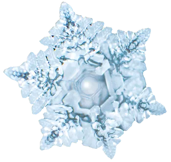 Lauretana Wasserkristall mit hexagonaler Struktur, Schneeflocke, Probe aus einer PET Flasche